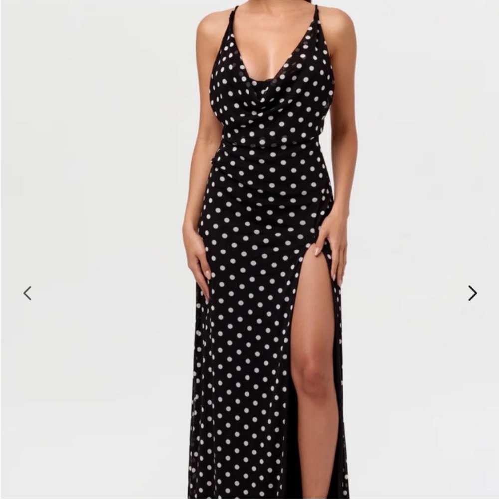 Naked Wardrobe Black and White Cowl Neck Maxi Dress